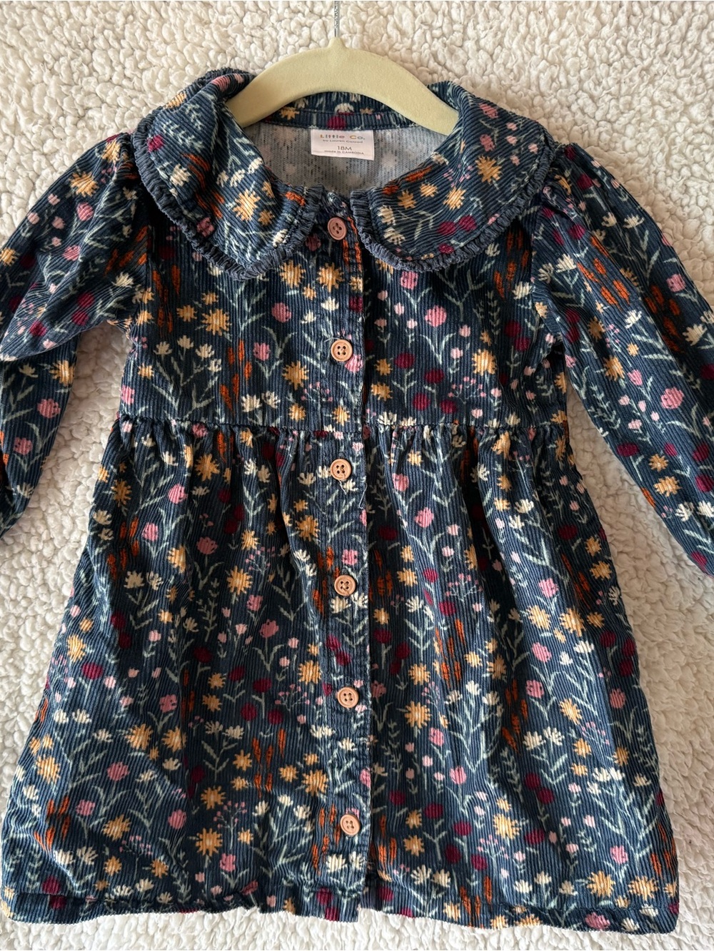 Little Co. by Lauren Conrad Toddler Floral Corduroy Button-Front Dress in Navy